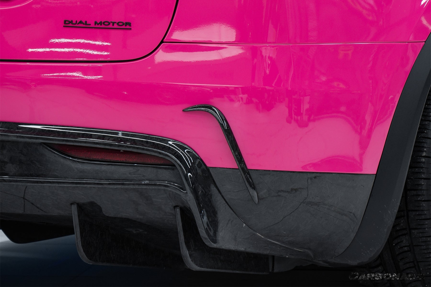 2016 - 2021 Tesla Model X SUV RZS Style Carbon Fiber Rear Bumper Canards